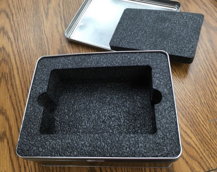 Custom foam insert for tin box