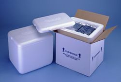 Foam insulated shipping boxes for perishables, frozen food and refrigerated items. EPS foam-lined corrugated shipping box. Insulated shippers sold by Plastifoam. Custom insulated shippers available.