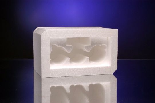 Insulated EPS foam box insert, made of expanded polystyrene for shipping. Custom made to specs by Plastifoam. Compare to Styrofoam box inserts. Rigid EPS foam box liner for corrugated boxes.